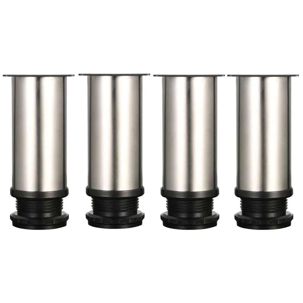 

4pcs Round Bed Foot Hardware Adjustable Furniture Legs Multifunction House Cabinet Table Feet Stainless Steel Heavy Duty Sofa