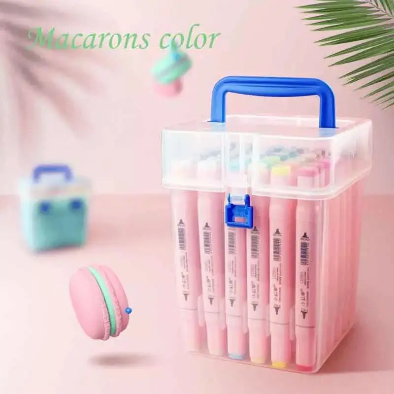 

New Macaron Series 24/36/48 color Markers Manga Drawing Markers Pen Alcohol Based Sketch Oily Dual Brush Pen Art Supplies