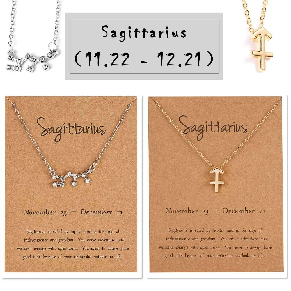 12 Созвездие зодиака знак ожерелье Золотое серебро пара продается для женщин ювелирные изделия с карточкой сообщения Leo Libra Aries ожерелье Подарки