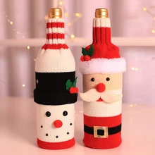 1 PCS Christmas Snowman Wine Bottle Cover Set Santa Claus Bottle Sweater Snowman Xmas Home Party Ornament Table Decoration