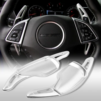 

For Chevrolet Camaro 2016 2017 2018 1Pair Car Steering Wheel Shift Paddle Extension Shifter CNC Aluminum Silver Car Accessories