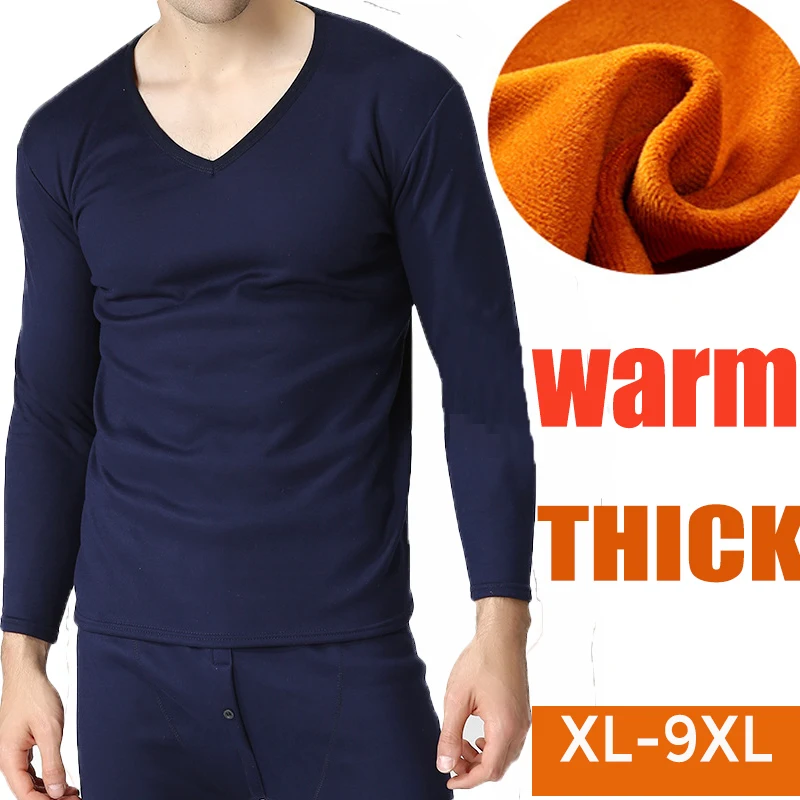 Большие размеры, XL-9XL, Осень-зима, мужское утолщенное термобелье, мужские кальсоны, бархатные мягкие теплые костюмы, рубашка+ штаны, комплект из 2 предметов