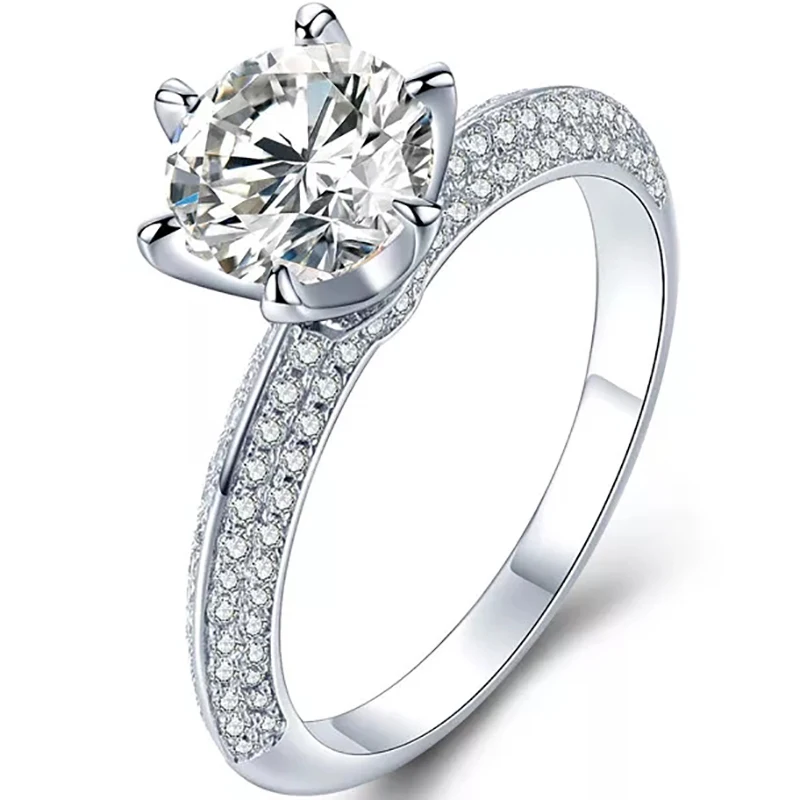 New store promotion. Classic style 2 carat moissanite women's ring. Round 8 mm color D 925 silver is hot. GRA certificat | Украшения и