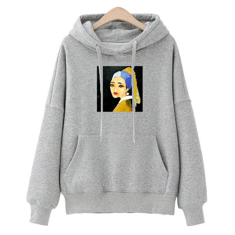 Веселое Harajuku мультфильм с высоким, плотно облегающим шею воротником женские толстовки с капюшоном; сезон осень-зима теплая толстовка с