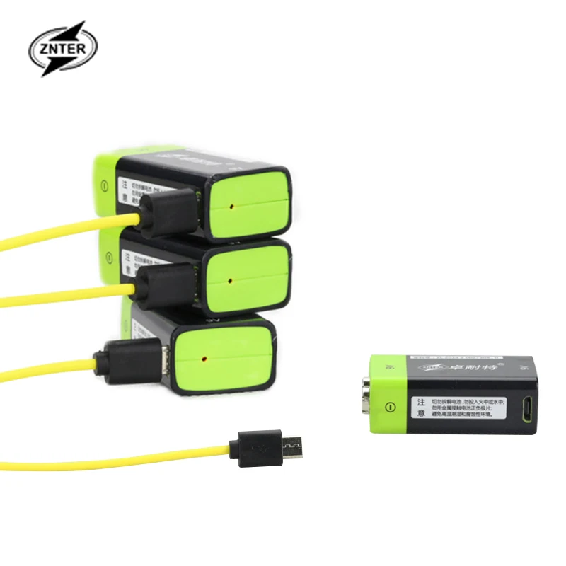 

ZNTER 1pcs 9V 400mAh lithium li-po li-ion rechargeable battery + micro usb cable for charging