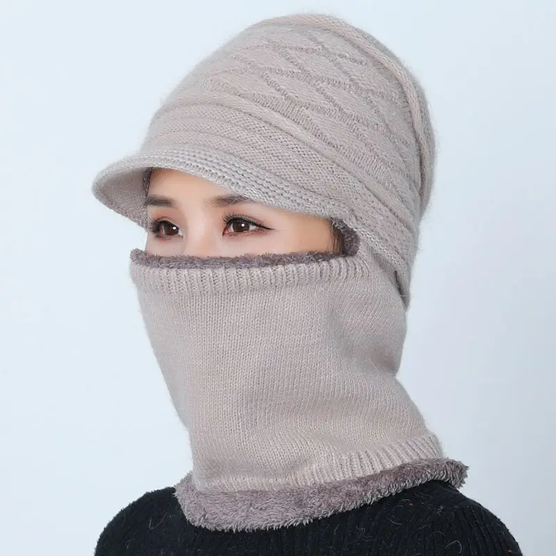 Балаклава женские полосы вязанные шапки кепки маска Gorras теплые зимние шапки для женщин Skullies теплые шерстяные шапочки шапка для мам