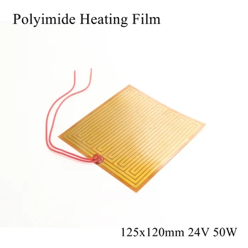 

125x120mm 24V 50W PI Heating Film Plate Polyimide Electric Heated Panel Pad Mat Electrotherma Flexible Adhesive Foil Oil Heater