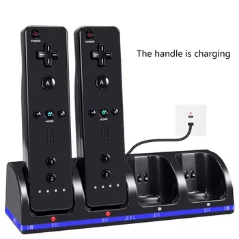 

4Port Smart Charger Charging Dock Station with Rechargeable Batteries USB Data Cable for WII Game Console Accessories