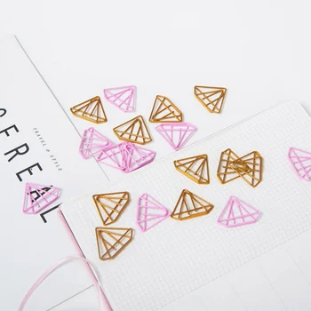

20Pcs/Lot Diamond Paper Clips Mini Metal Clips Cute Kawaii Paperclips Korean Stationery School Office Supplies