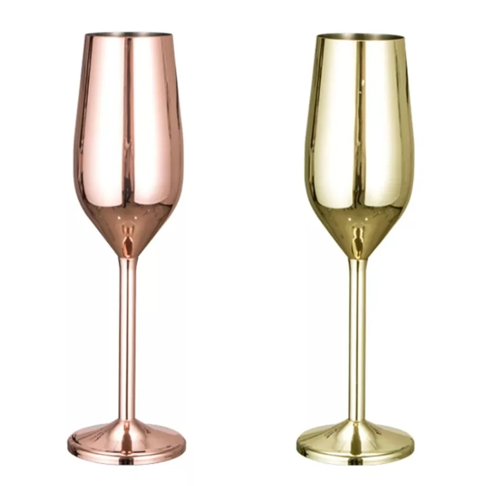 500/200ML Stainless Steel Goblet Champagne Cup Wine Glass Cocktail Glass Creative Metal Wine Glass Rose Gold for Bar Restaurant images - 6