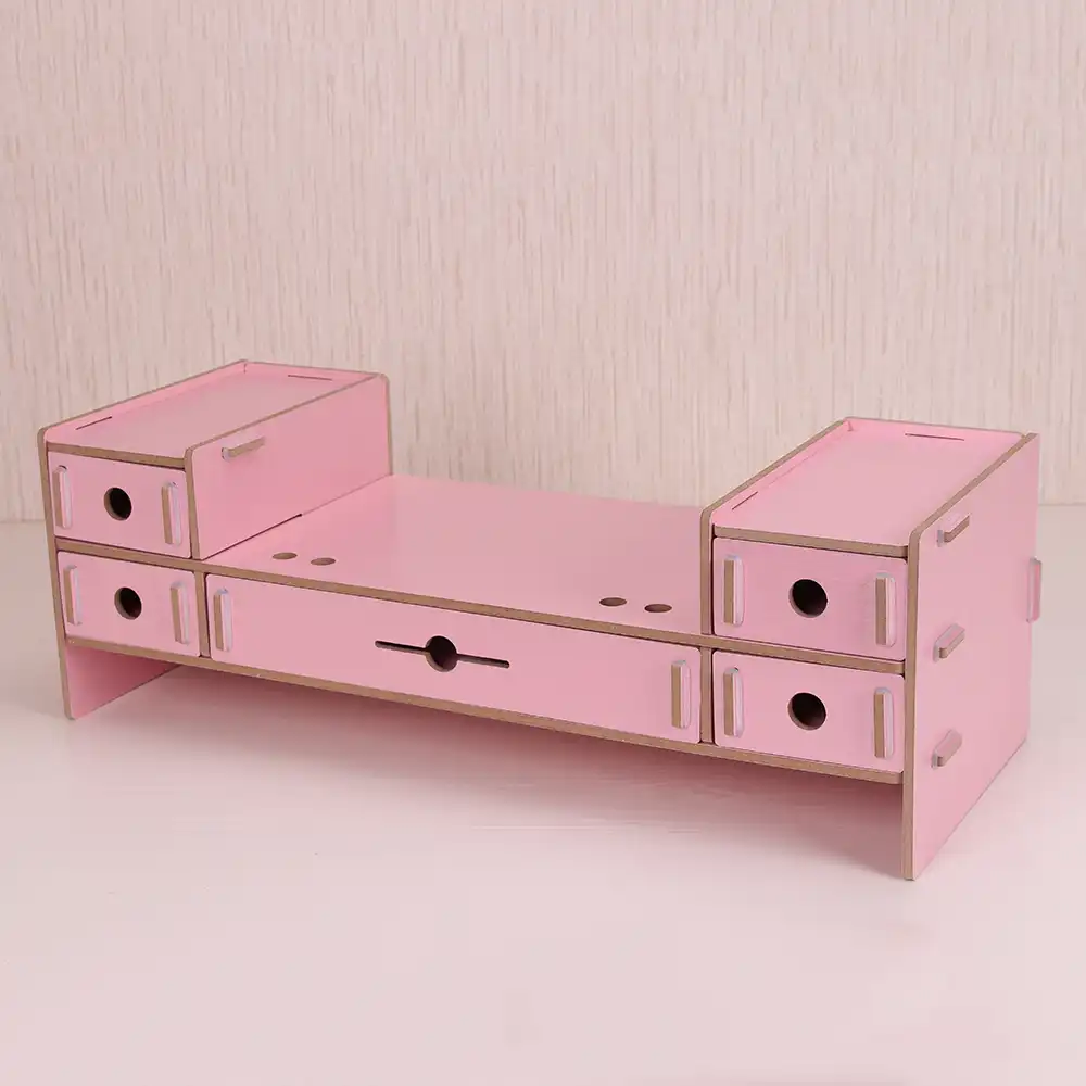 5 Drawers Monitor Stand Riser Desktop Organizer With Keyboard