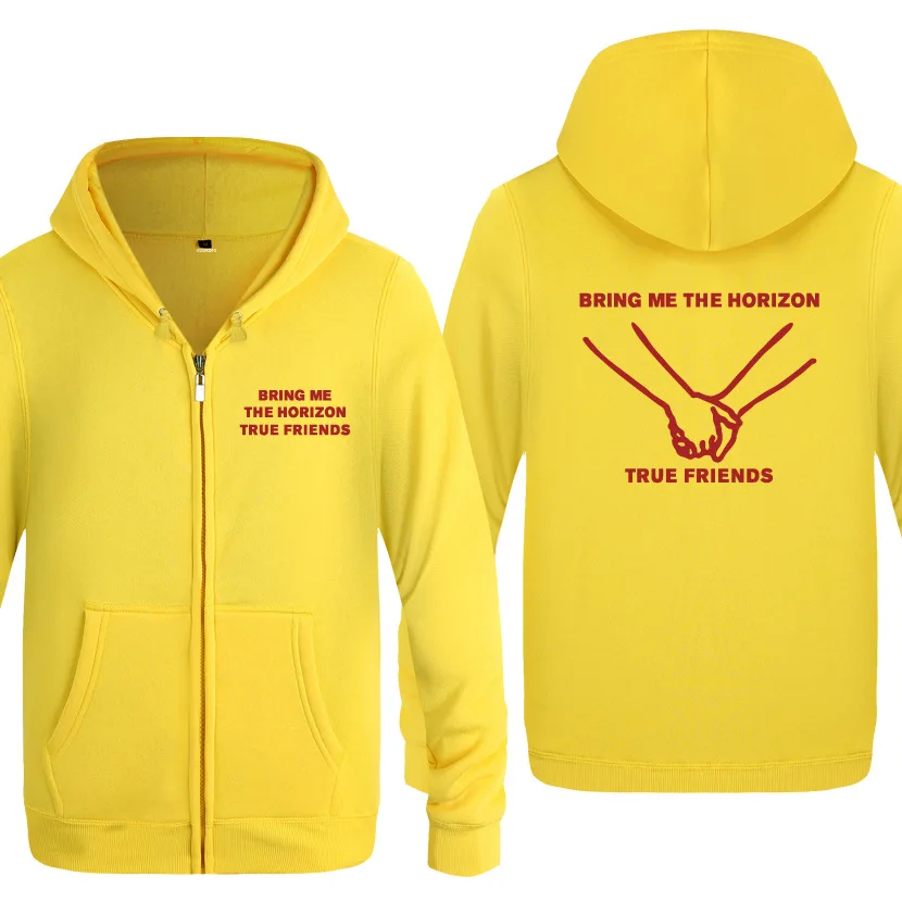 Толстовки с капюшоном на молнии для мужчин BRING ME THE HORIZON TRUE FRIENDS, мужская толстовка с капюшоном в стиле хип-хоп, флисовая толстовка с длинным рукавом в стиле «Музыка рок», мужская куртка, толстовка - Цвет: 10