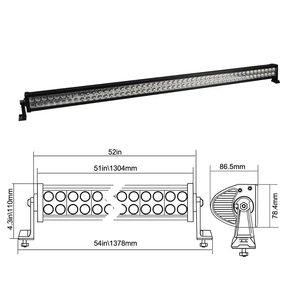 2" 32" 4" 52" дюймовый двухрядный прямой светодиодный рабочий светильник 72 Вт 120 Вт 180 Вт 240 Вт 300 Вт внедорожный Автомобильный светодиодный светильник комбинированный для 4x4 SUV ATV - Цвет: 52in no wire kit