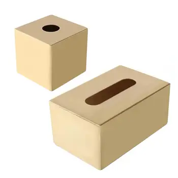 

Square Brass Light Luxury Metal Tissue Box Nordic Style Coffee Shop Home Decoration Tissue Box Napkin Box