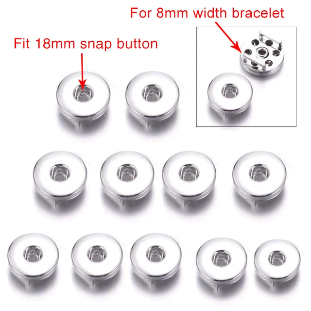 12pcs/lot Basical DIY Snap Button 12mm/18mm Interchangeable Snaps Button Base Charm For Snap Bracelets Necklaces Jewelry Making 