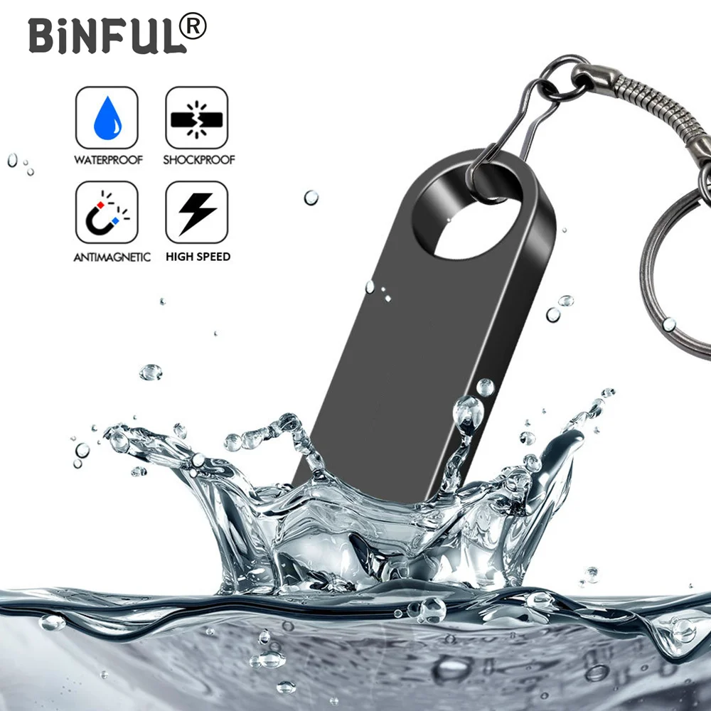 Флеш-накопитель BiNFUL металлический водонепроницаемый USB 2 0 32 ГБ 4 8 16 64 128 |