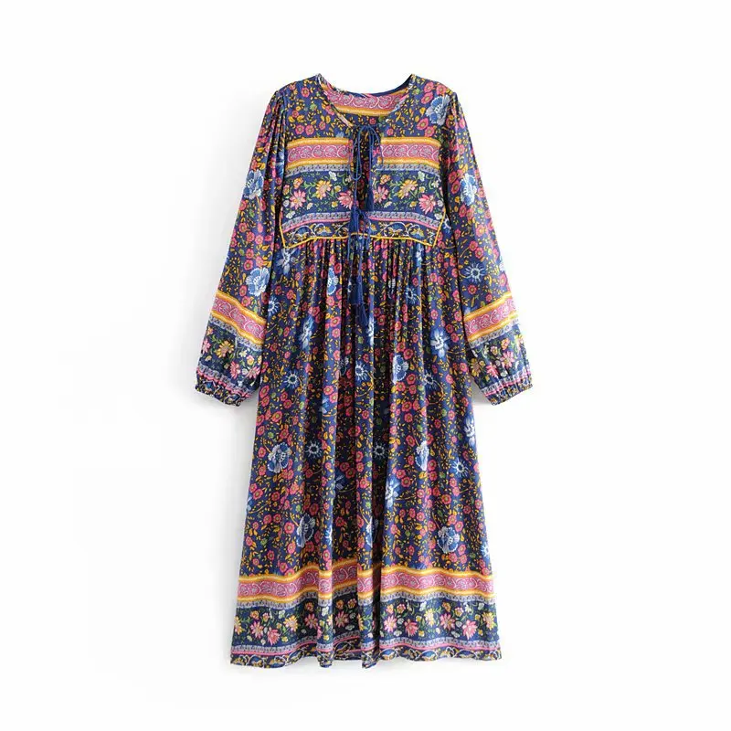 

Western Style 2019 Summer New Style Women's Dress Versitile Fashion Slim Fit Slimming Positioning Printed Tassels Women's Dress