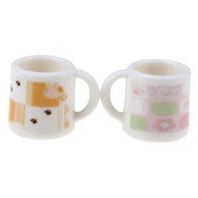 2 шт./лот белые кружки 1:12 миниатюрный кукольный домик чашки направление наборы игрушечной МЕБЕЛИ ПЛАСТМАССОВЫЕ чашки для кофе аксессуары для кукольного домика