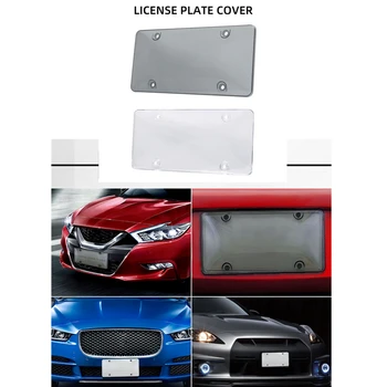 

Car License Plates Frame Shields Tinted- Smoke License Plate Tag Unbreakable Frame Transparent Cover Shield Car Truck Automobile