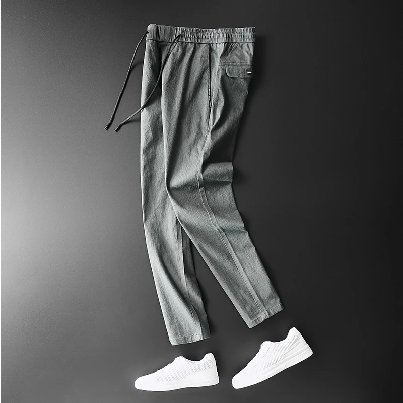 Мужские повседневные рабочие брюки, весенние летние модные брендовые деловые простые хлопковые дышащие удобные Стрейчевые узкие джинсы, брюки