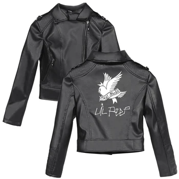 

Lil Peep Jacket women Printing Basic Jackets Hot PU Black Motorcycle Leather Jacket Casual Tight Clothing
