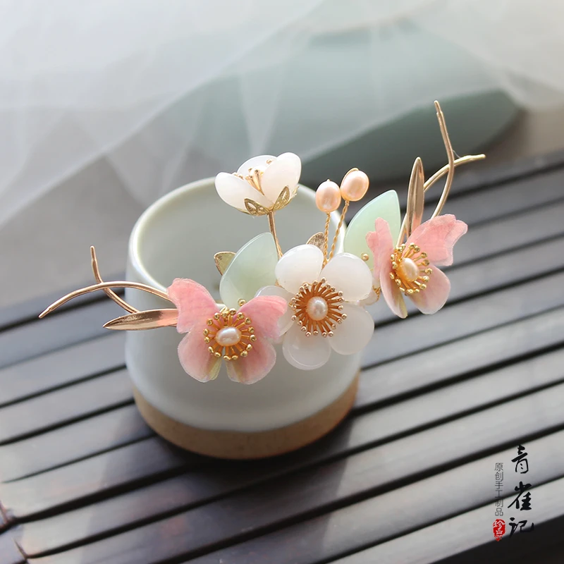 Классические аксессуары ручной работы Hanfu шпильки зажимы для волос Утконос корона для волос Длинная кисточка ручная работа заколка для волос украшения для волос