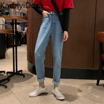 

Jeans women fashion 2020 spring new wild straight jeans female Korean students high waist cropped pants