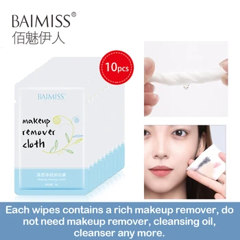 

BAIMISS Makeup Removing Wipes Make Up Cleansing Cotton Pad Face Deep Cleanser Each wet wipe contains a rich makeup remover 10PCS