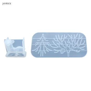 

DIY Crystal Epoxy Molds Handmade Table Decorations Jewelry Making Mold Deer Tree Branch Shape Silicone Mould