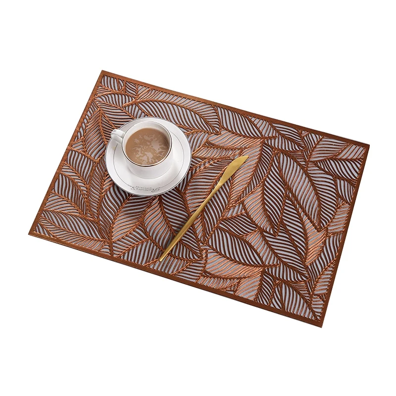 Leaf Placemat High-End Hotel Restaurant Bronzing Insulation Coffee Placemat Decoration Table Mat