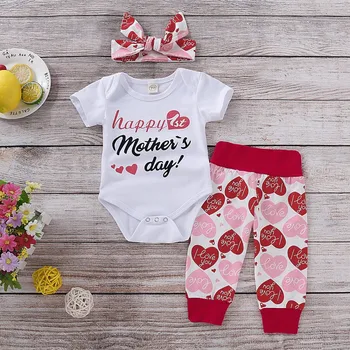 

Infant Newborn Baby Girls Clothes Short Sleeve Romper Tops+Pants+Headband Playsuit Sunsuit Outfit Set 3pcs 0-18M New Years
