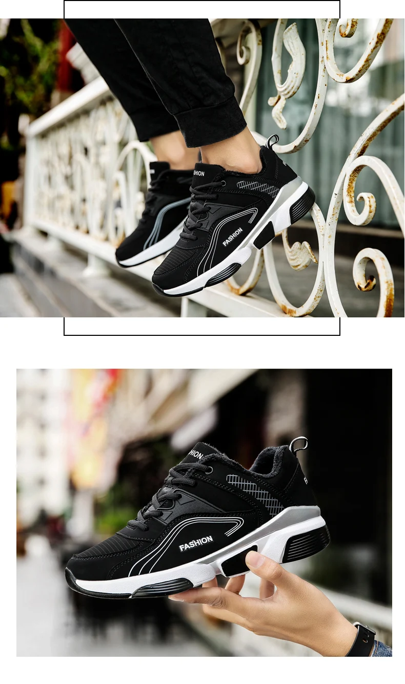 men boots couple men's winter warm snow boots mens fur plush high top ankle boots sneakers Walking Footwear Casual work shoes 48