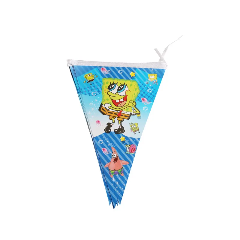 Banner(1pcs) Мультяшные надувные шары «Спанч Боб» вечерние принадлежности Бумажные Соломенные бумажные тарелки чашка Флаг Дети День Рождения украшения детский душ пользу - Цвет: Banner(1pcs)