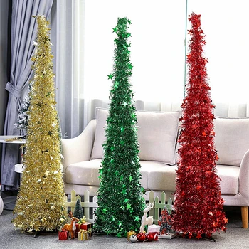 

1.2M/1.5M DIY Sequin Christmas Tree Gorgeous Retractable Collapsible Simulation Xmas Tree with Stand New Year Ornament Trees