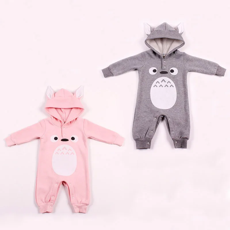 

Autumn And Winter New Style Thick Cotton Velvet Totoro Romper Hooded Infants Onesie Climbing Clothes