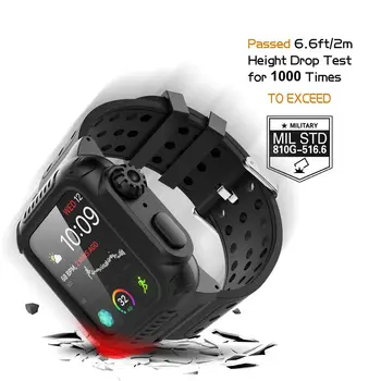 

For Apple 44MM iWatch Series 4 Daily life waterproof watch Case Shockproof Bumper Watch Case+Rubber Watch Strap For iWatch 4