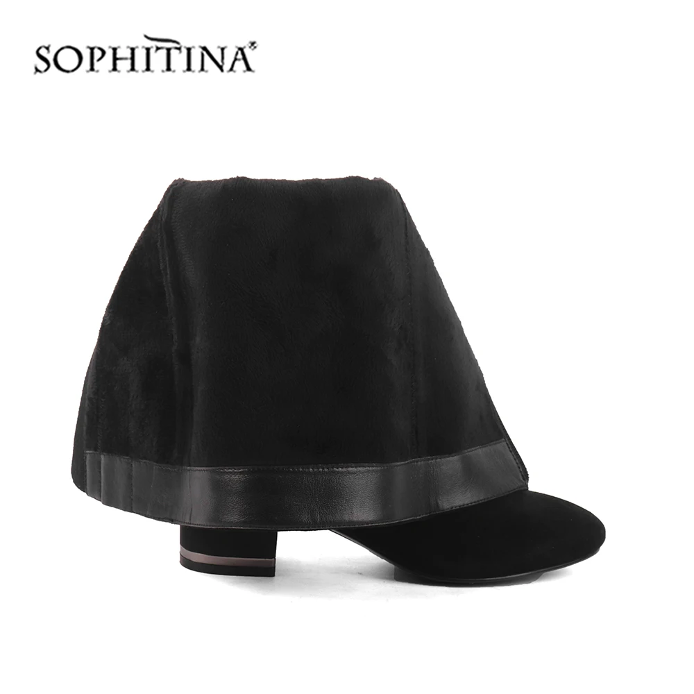 SOPHITINA/удобные ботинки с круглым носком; Высококачественная детская замшевая обувь на квадратном каблуке; модная новая обувь на молнии; женские сапоги до колена; SC471