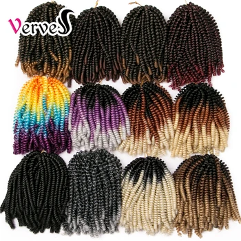 VERVES Synthetic Crochet Braid Hair Extension 8 inch,30 Strands/pack Spring Twist Ombre Braiding Hair Colorful Braids Rainbow 1