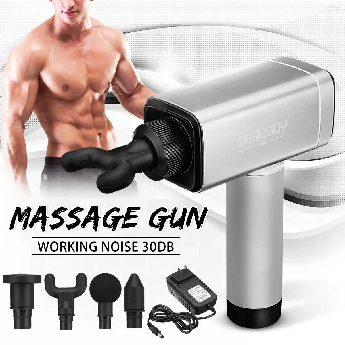 

4 in 1 Muscle Massage Guns Deep Tissue Massager Therapy Guns Relaxed Body Massages Exercising Muscle Pain Relief Body Shaping