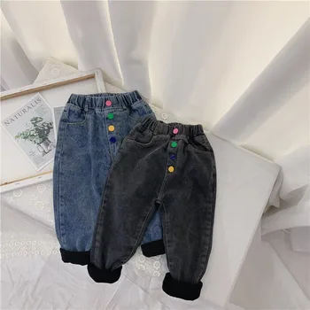 

Baby Girl Warm Pants Kids Pants Fashion Boy Girl Jeans Winter Thickening Kids Fashion Denim Pants Jean Infant Clothing 1-6Year