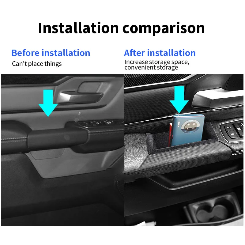 Car Front Door Handrail Sort Out Storage Box Auto Interior Accessories Silicone Anti-Slip Mat For Dodge Ram 1500 2019-2021