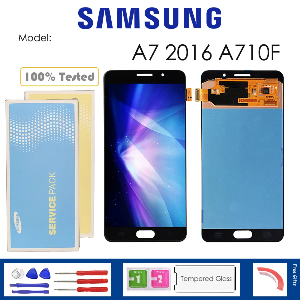 

For Samsung GalaxyA7 2016 A710F LCD Display With Touch Sensor Glass Digitizer Assembly with kit