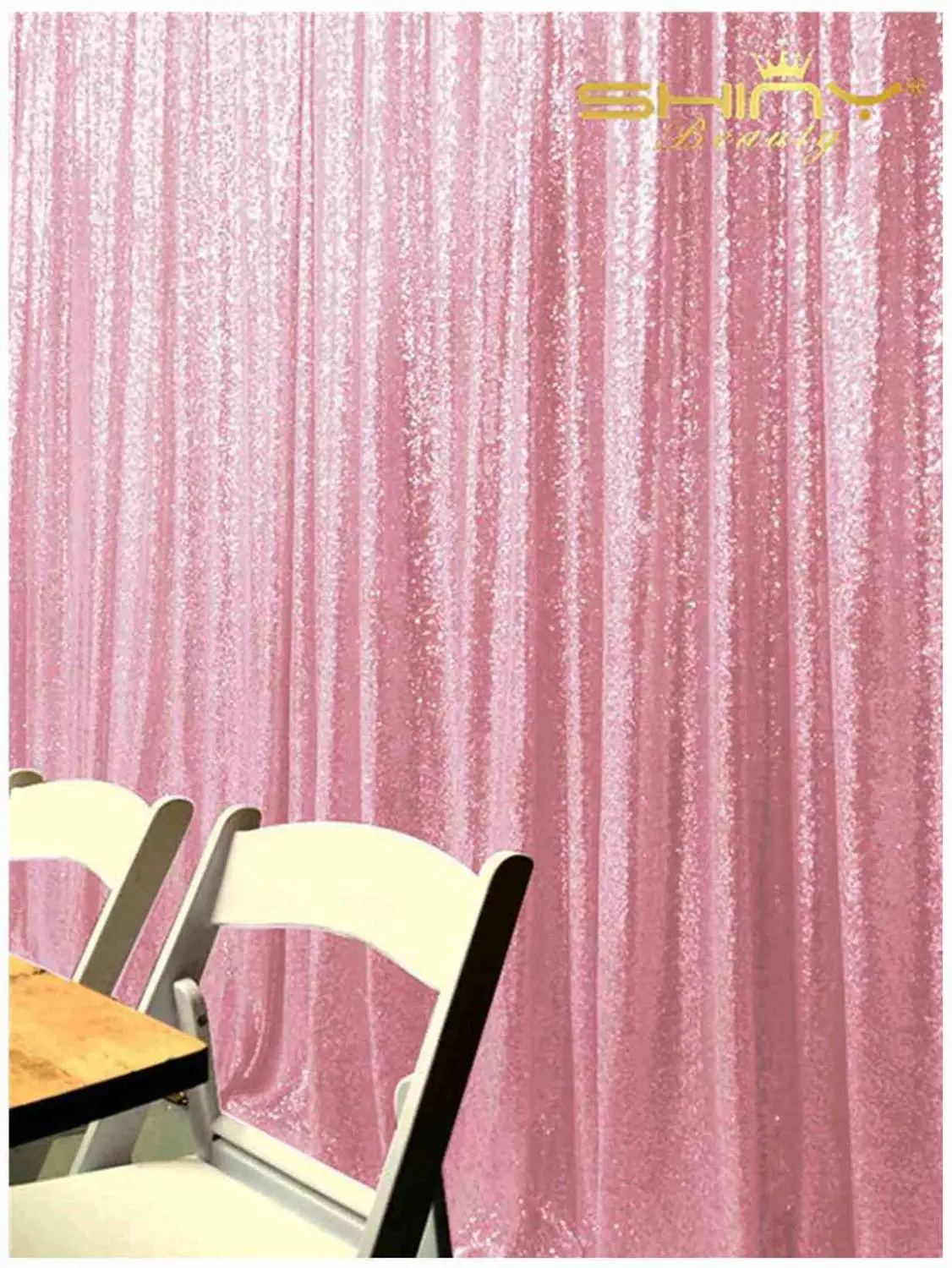 Shinybeauty Pink Glitz Backdrop Pink Curtains Party wedding anniversary  backdrops Wedding Background-M190726