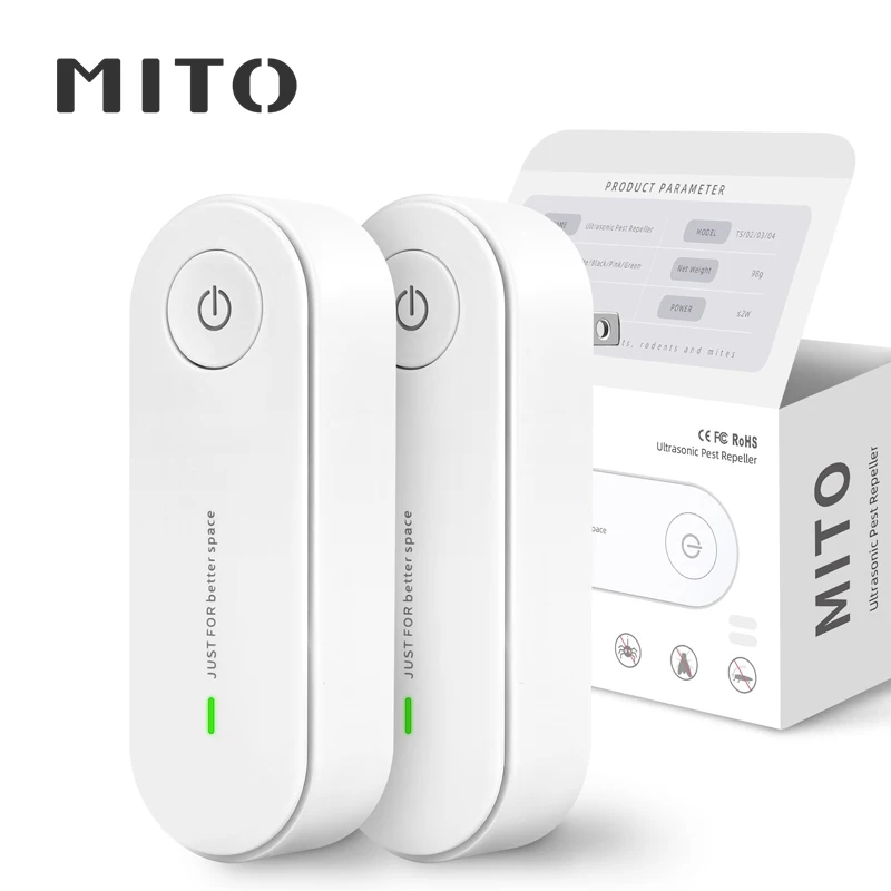 MITO 2 Pack Ultrasonic Insect Repellent Electronic Mosquito Repellent Mice Spider Cockroach Insecticide Pest Control
