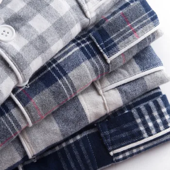 

Autumn Winter New Cotton Sleepwear Men Plaid Pajamas Suit Shirt&Pants Casual Nightwear Male Intimate Lingerie Soft Home Clothes