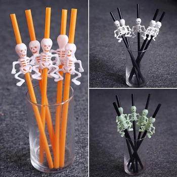 

50 Pcs Halloween Pumpkin Ghost Straws Cup Drink Decoration Party Supplies Props 67JB