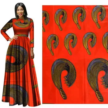 

Orange Cotton Printed Ankara Nigerian Veritable Wax Fabric For Wedding Party 2020 High quality African Prints Wax Fabric
