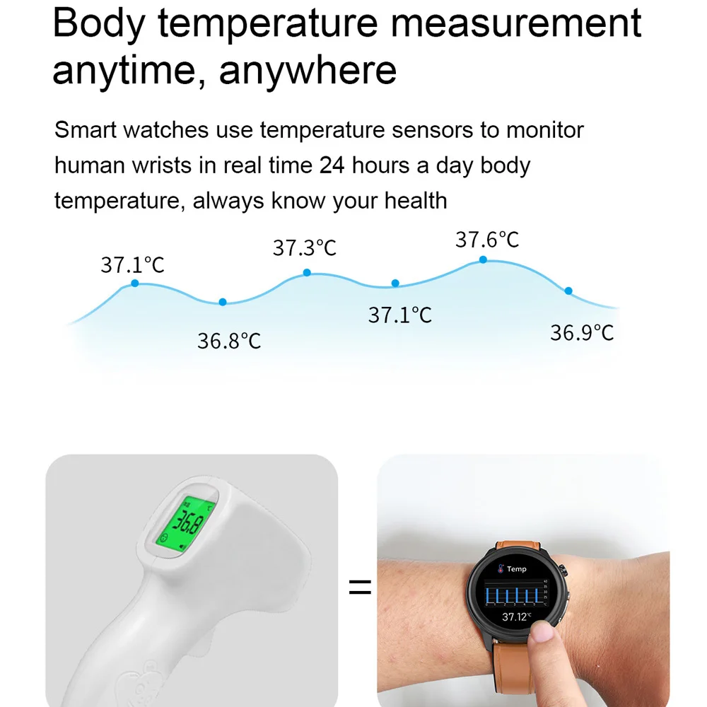 Body Temperature Measurement ECG PPG Smart Watch