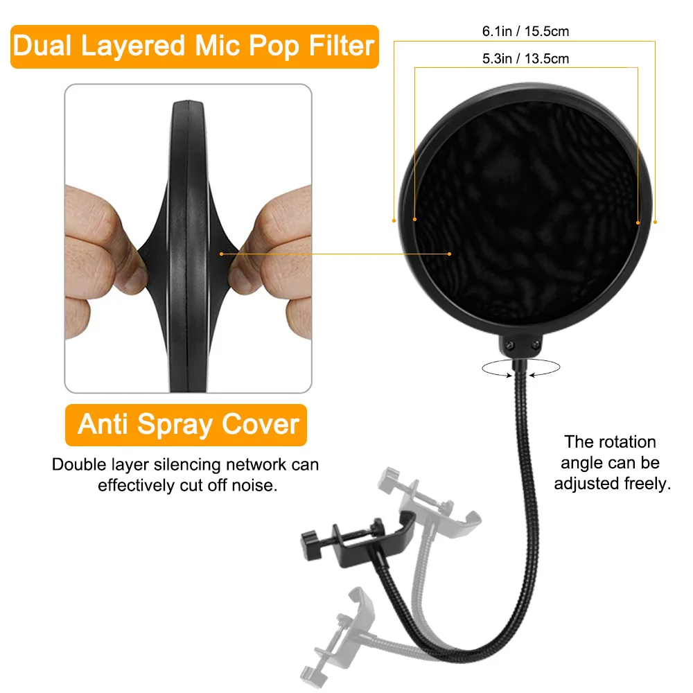 Microfone de filtro pop para yeti azul