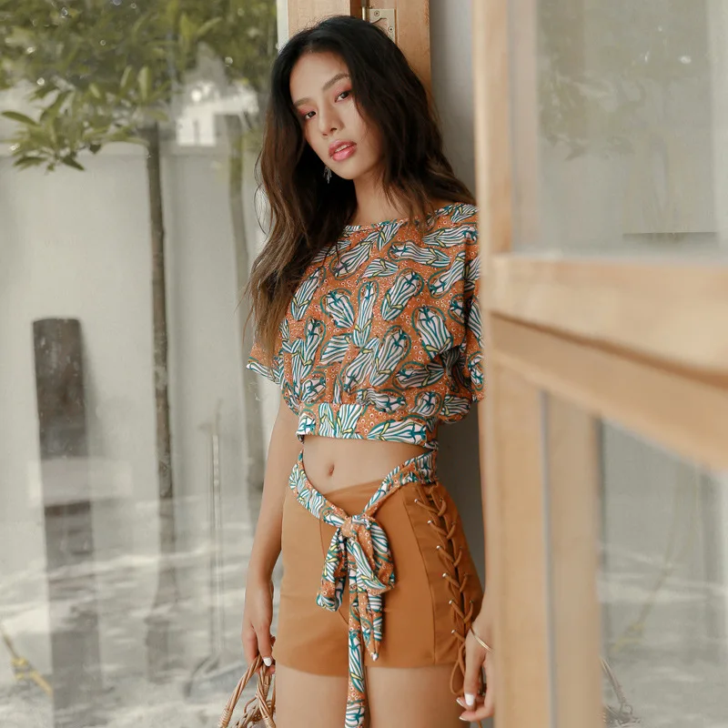 

2019 New Style-Split Type-Push up Slimming Hipster Floral-Print Bathing Suit Women's
